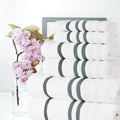 Casa Copenhagen Exotisches 6-teiliges Handtuch-Set, Weiß, 525 g/m², 2 Badetücher, 2 Handtücher, 2 Waschlappen aus weicher ägyptischer Baumwolle für Badezimmer, Küche und Dusche – Bild 3