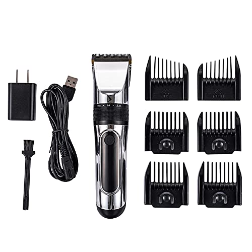 TFixol Ha Cutting Groomer Kit para hombres, kit de corte Ha, recortadora de bigote, kit de peluquería eléctrica, pantalla digital, recortadora Ha, cable silencioso, kit de tijeras Ha, color plateado