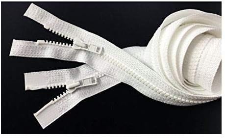 YKK® - Light Weight Jacket Vislon Zipper YKK® #3 Molded Plastic Separating- Color White Made in USA Custom Length (30 Inches)