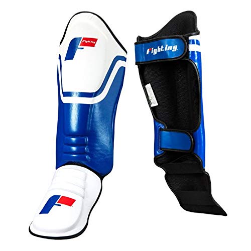 Fighting Ultimate Leather Shin Instep Guards, Navy/White, X-Large