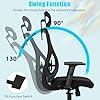 Durrafy Silla de Oficina Ergonómica, Reposacabezas y Soporte Lumbar Ajustables, Malla Transpirable, 120° Inclinación（No se Puede Bloquear）, 360° Giratoria, Carga 150kg, Negro #4