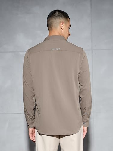 Image of TECHNOSPORT Men's Polyester Slim Fit Solid Casual Shirt with Ts Lytra