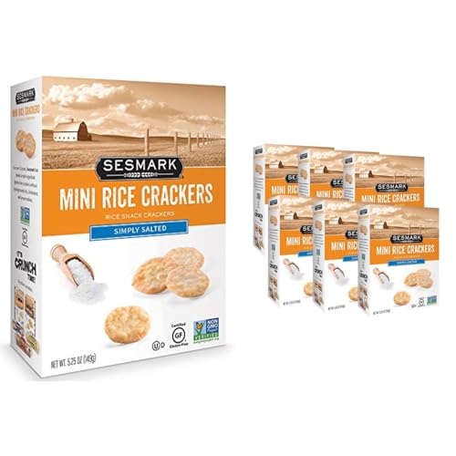 Sesmark Mini Rice Crackers Simply Salted - Gluten Free Rice Crackers Non GMO Project Verified...