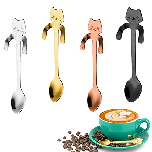 Cucchiaino da Caffè Gatto, Sospeso Gattini Cucchiaini, Acciaio Inossidabile Cucchiaio gatto da Caffè per tazze d'acqua, latte macchiato, caffè, dessert
