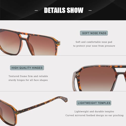 Retro Aviator Sunglasses for Women Men,Trendy Rectangle Womens Mens Shades Sun Glasses UV400 Protection4