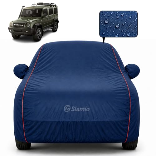 Image of Car Cover for Force Gurkha 5-Door 2024-2026 | 100% Waterproof Heavy-Duty 3-Layer Car Body Cover | All-Weather Rain, UV, Sun & Dust Protection | Custom Fit |Mirror & Antenna Pockets | Navy Blue