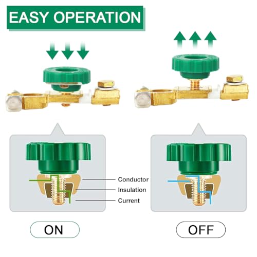 Image of STHIRA Car Battery Cut Off Switch 12-48V Full Copper Insulated Knob RV