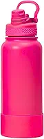 Garrafa Térmica de Água 1 Litro com Alça Garrafinha 2 em 1 com Canudo e Saída Livre em Inox e Sistema Térmico a Vácuo (Pink)