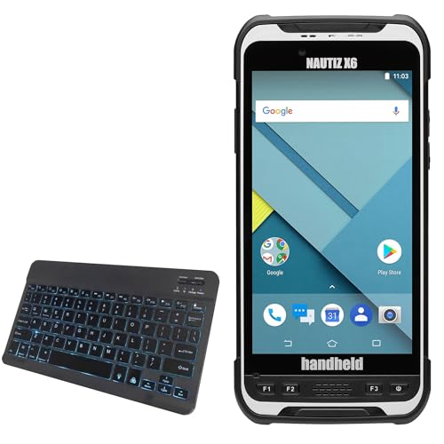 BoxWave Keyboard Compatible with Handheld Nautiz X6 - SlimKeys Bluetooth Keyboard - with Backlight, Portable Slim LED 7 Colors - Jet Black