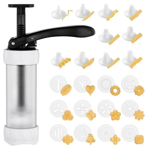 GDL Churreras para Churros, Multifunción Maquina de Churros, Incluye 12 Moldes para Galletas y 10 Boquillas para Decorar, Galletas DIY, Decoración de Tartas y Postres, Regalo de Fiestas, Blanco