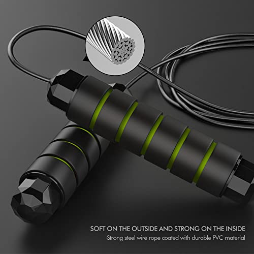 Image of Jump Rope, Tangle-Free Rapid Speed Jumping Rope Cable with Ball Bearings for Women, Men, and Kids, Adjustable Steel Jump Rope with Foam Handles for Home Gym Exercise Fitness Workout Equipment & Slim Body