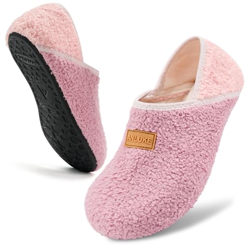 Image of ANLUKE Slipper for Women Men Slipper Socks Fuzzy House Shoes Rubber Sole Slip On Soft-Lightweight Non Slip Indoor /Outdoor