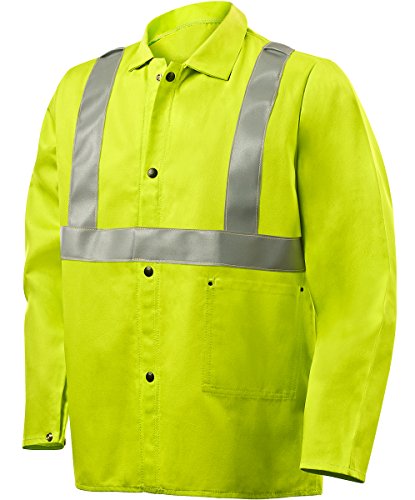 Steiner 1070RS-X 30-Inch Jacket, Weld Lite 9-Ounce Fire Resistant Cotton Lime Green with Silver Reflective Stripes, X-Large