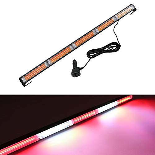 Led Frontblitzer, HEHEMM Led Bar Warnleuchte 90W COB 12/24 V Auto Blitzleuchte Led Strobe Hazard Achtung Blinklicht LKW Blitzlicht Warnleuchte für Auto Fahrzeug Lkw Anhänger (Weiß Rot)