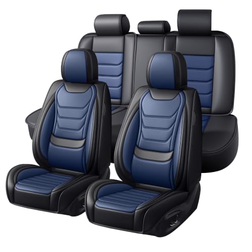 Image of Car Seat Covers Custom Fit Kia Telluride 2020-2026, Waterproof Nappa Leather Car Seat Protector, Breathable Car Seat Cushion, Seat Covers for Car(5 Seats Standard /Black&Blue)