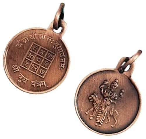Pendentif Shri Budh Yantra en cuivre pour harmonisation des chakras et méditation