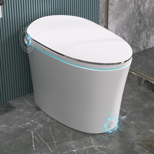 DeerValley Smart Toilet, DV-1S0019-V1 One Piece Tankless Toilet, Elongated Toilet with Auto/Blackout Flush, Foot Kick Sensor, Adjustable Heated Seat, Night Light