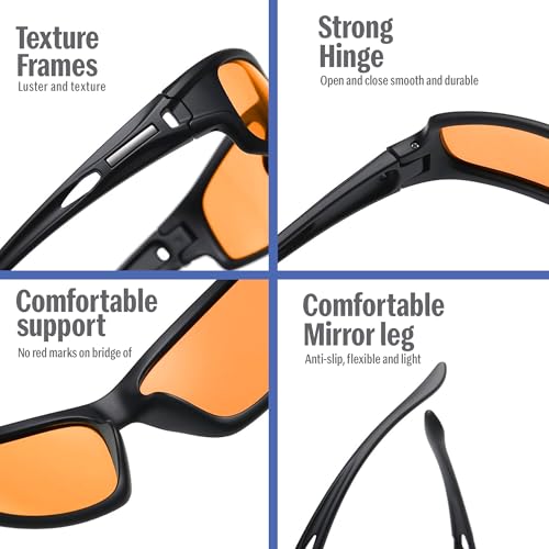 Image of AutoStory Blue Light Blocking Glasses for Sleep - 99.9% Blue Light Filter Amber Lenses - Nighttime Glasses for Relaxation, Better Sleep & Eye Protection - Wraparound Fit for Men & Women