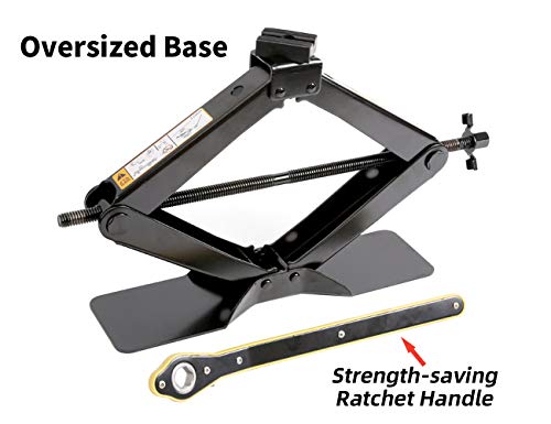 Image of Scissor Jack, Oversized Base, Quick-Lift Screw, Saving Strength Design, Ideal for Auto /Pickup /Truck /SUV /MPV (3Ton Jack + Lug Wrench)