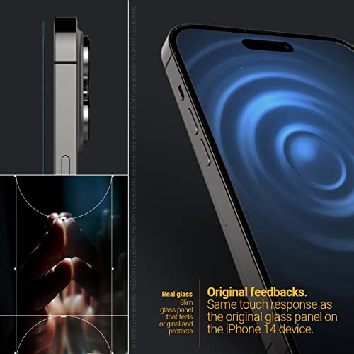Image of CASEOLOGY by Spigen Snap Fit Tempered Glass Screen Guard Protector Compatible with iPhone 14 Pro with Installation Kit - 2 Pack