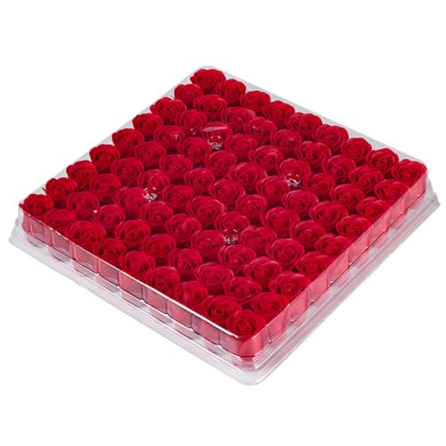 Rosas de simulación elegantes: 81 flores artificiales rojas de plástico 2