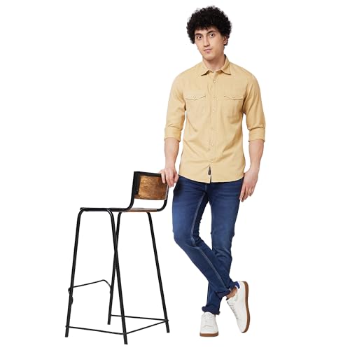 Image of Spykar Men's Regular Fit N /A Full Sleeve Solid Casual Shirts
