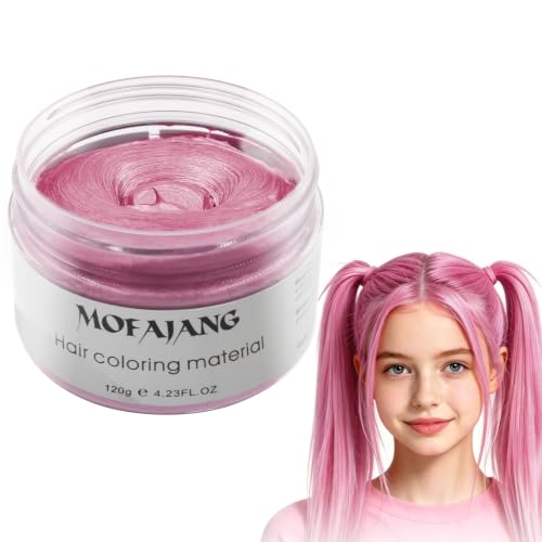 Image of Temporary Hair Wax Natural Instant Hair Color Wax Pomades 4.23 oz, Dosposable Hair Styling Clay for Party, Festival, Halloween, Christmas, Light Pink