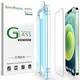 amFilm OneTouch Tempered Glass Screen Protector for iPhone 12 Mini (5.4', 2020) with Easy...