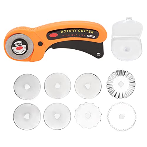Cortador De Tela Para Coser, Rueda De Corte Para Coser, Cortadora Manual De Tela, Encimera Redonda Con Cuchillas De Repuesto Para Acolchar Y Cortar Tela, Papel, Cuero(Cuchillo de tela + 8 hojas)