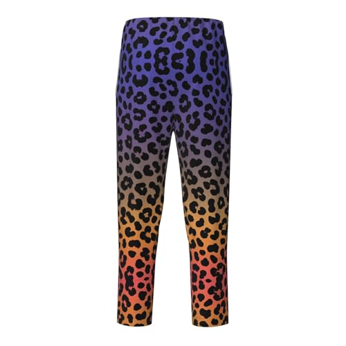 Pajama Pants Pajama Bottoms with Elastic Waistband Sleepwear Lounge PantsGradient Leopard Skin2