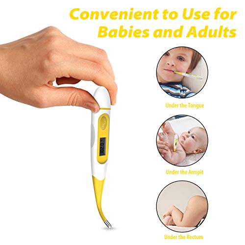 Oral Thermometer for Adults, Digital Thermometer for Fever (Yellow)