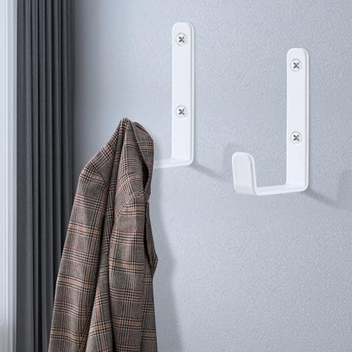 HonQiShiMY 4 Stk J Form Garage Haken, Weiß Universalhaken zum Schrauben, Mantelhaken, Garderobenhaken Schwerlast, Schwerlast Haken, Garages Aufbewahrungshaken für Fahrradhalterung