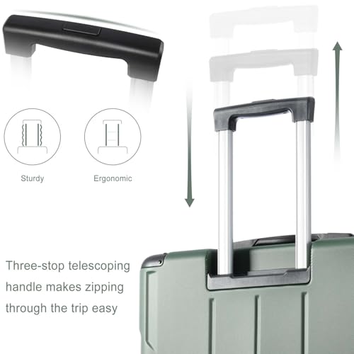 Altillo Luggage Sets 3 Piece PC+ABS Lightweight Hardside Luggage Sets with Double Spinner Wheels TSA Lock Hardshell Suitcase Set, 3-Piece Set (20/24/28) (Green)4