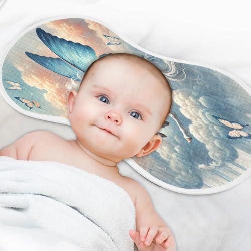 Butterfly Winged Horse Azure Baby Burp Cloths Burp Cloth Burp Rags Cotton Burp Clothes Absorbent Muslin Burp Cloths Soft for Girl Unisex Boy Newborn 1 Pack 22x11 Inches4