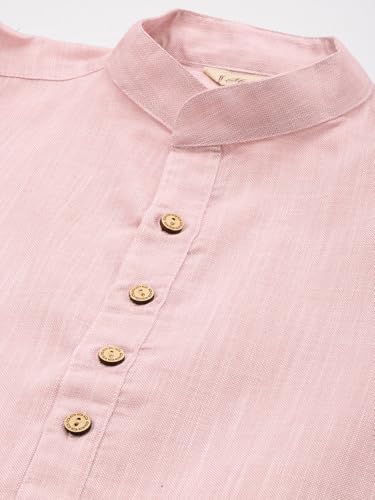 Image of Majestic Man Men's Cotton Regular Fit Traditional Mandarin Collar Ethnic Motifs Solid Long Kurta