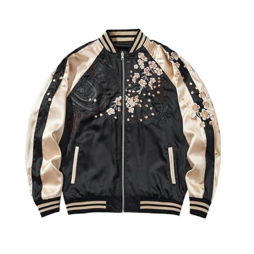 Veste de Baseball Style Chinois à Broderies Coupe Décontractée