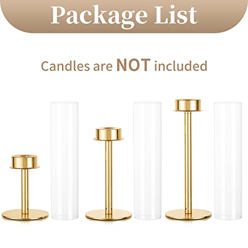 Sziqiqi 19Inch Tall Candlestick Holders Gold Taper Candle Holder For Wedding - 3Pcs Candle Sticks Long Holder With Removable Glass Candle Stand For Table Centerpiece #TOP7