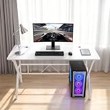 牧小苫＼ｍｓｍｒ ゲーミングデスク 幅100cm パソコンデスク カーボン調天板 ホワイト コード穴付き 作業デスク 学習机 在宅ワーク DJZ01