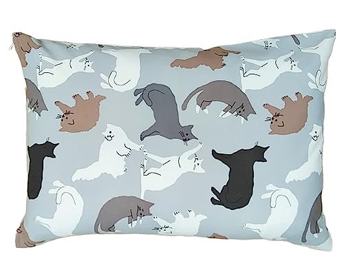 枕カバー 43 63 ネコ ねこ 猫 グレー 厚地 オックス 生地 日本製 43x63 ピローケース カバー