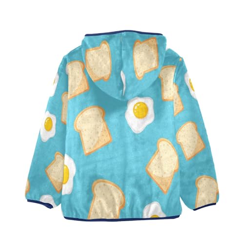 Toast and Eggs Pattern Toddler Fleece Jacket Girl Boys Hooded Fleece Jacket Coat Warm Outwear Zip-up 3-10T2
