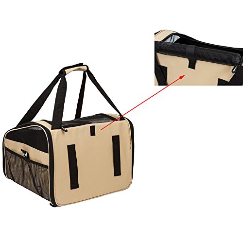 Plegable Portador de viaje del Asiento de coche para Mascotas Perros y Gatos, Marrón