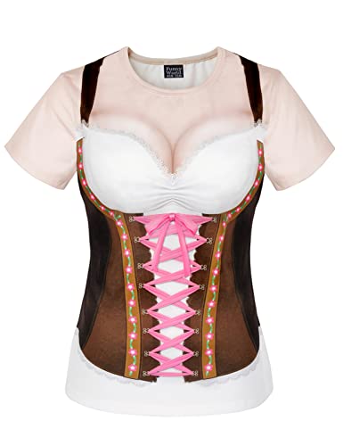Chemise Oktoberfest femme marron costume bavarois Small