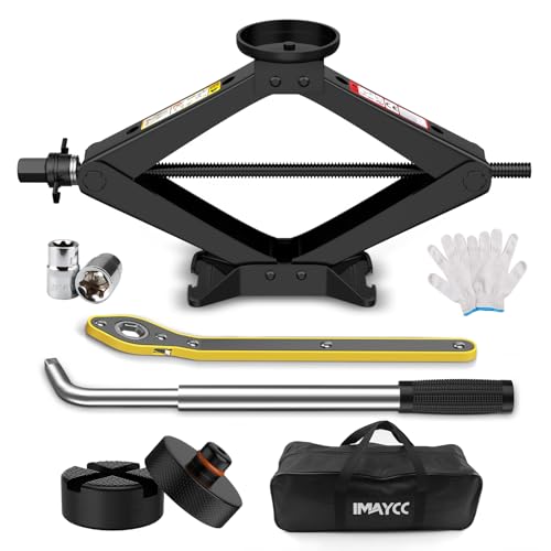 Cric Voiture 2.5T/2500kg IMAYCC Universel Crique Voiture avec 2 Tampon Caoutchouc, Portable Cric de...