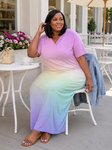 Image of SUZONANA Women Casual T-Shirt Dress V Neck Short Sleeve Solid Color Oversize Dress with Front Two Pockets