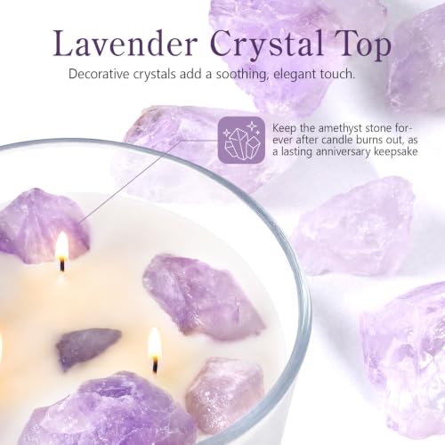 Anniversary Candle with Amethyst Crystals – 12 oz Lavender Scented Candle with 3 Wicks, Up to 55-Hour Burn Time, Romantic Gift for Couples, Husband or Wife – Aniversario Gift for Him Her - Image 3