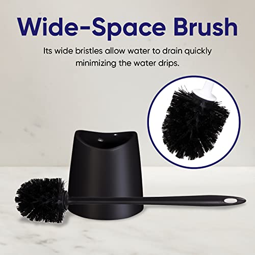 Image of Toilet Brush Cleaner and Holder Black Toilet Bowl Cleaner Brush with Scrubbing Wand, Brush and Storage Caddy for Easy Bathroom Cleaning