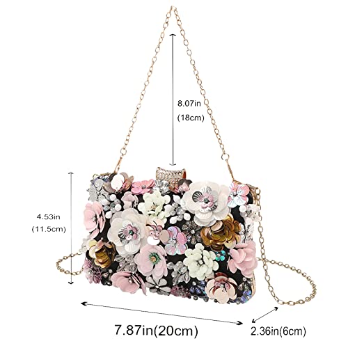 Image of LETODE Flower Clutch Purse Evening Bag for Women Formal Party Handbag Chain Strap Shoulder Bag