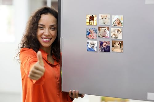 Image of Custom Fridge Magnets, Personalized Photo Magnets for Refrigerator, Home Decoration Picture Magnet Stickers for Office and Kitchen, Door(9 PCs)