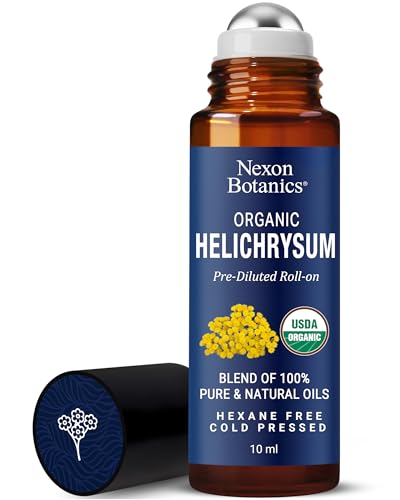 Organic Helichrysum Essential Oil Roll On 10 ml Natural Aromatherapy Blend for Skin Care Relaxation Calm Mind Stress Relief & Daily Wellness Nexon Botanics