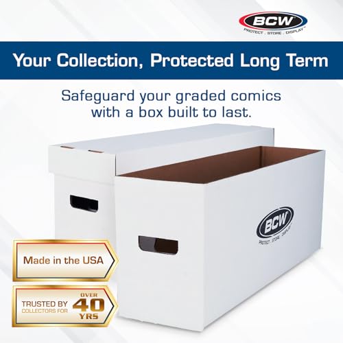 BCW Long Comic Book Storage Box - 5ct | Stackable, Reinforced Cardboard Shell | Fits Most Long Boxes